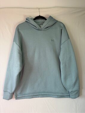 Under Armour Womens Fleece Hooded Sweatshirt Size L Blue Loose Fit Logo Comfy